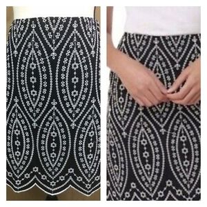 LOFT black cotton eyelet skirt